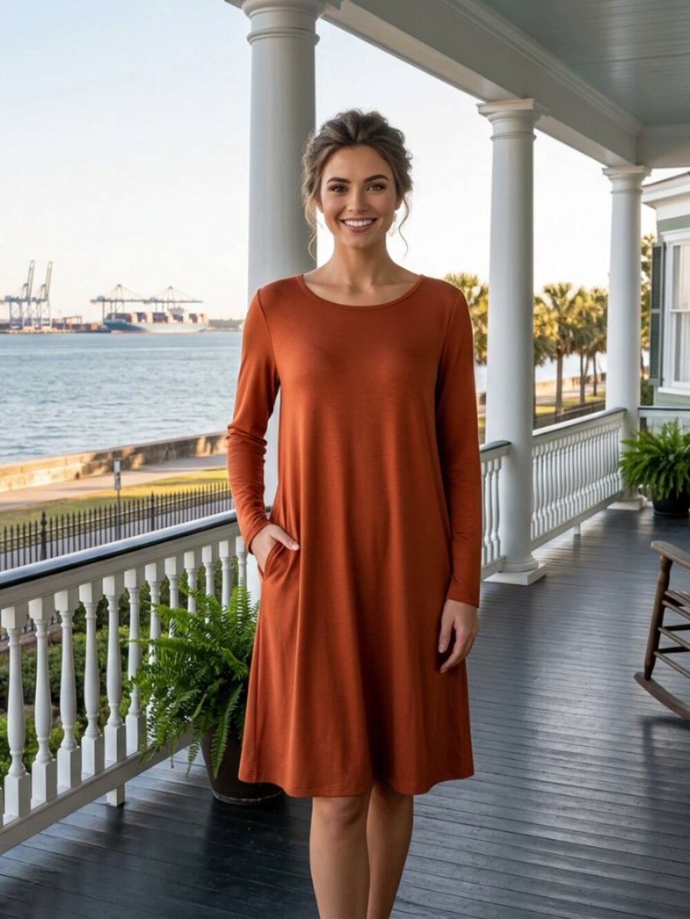 Wool& Rowena Long Sleeve Merino Wool Blend Swing Dress Xl Long